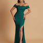 Sexy Soft Satin Mermaid Off Shoulder Floor-Length Mermaid Bridesmaid Dresses