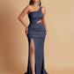 Gorgeous One Shoulder Soft Satin Side Slit Floor-Length Mermaid Bridesmaid Dresses