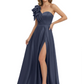 Elegant Mother of the Groom Dress A-Line Satin Formal Gown with High Slit Ruched Bodice