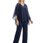 V-Neck Chiffon Mother of the Brides Dresses Plus Size Jacket Suits Wedding