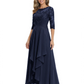 3/4 Sleeve Mother of the Bride Dress with Lace Embroidery High-Low Hem 2026