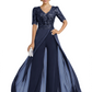 V-Neck Chiffon Mother of the Brides Jumpsuits Dresses Floor Length A-Line Lace