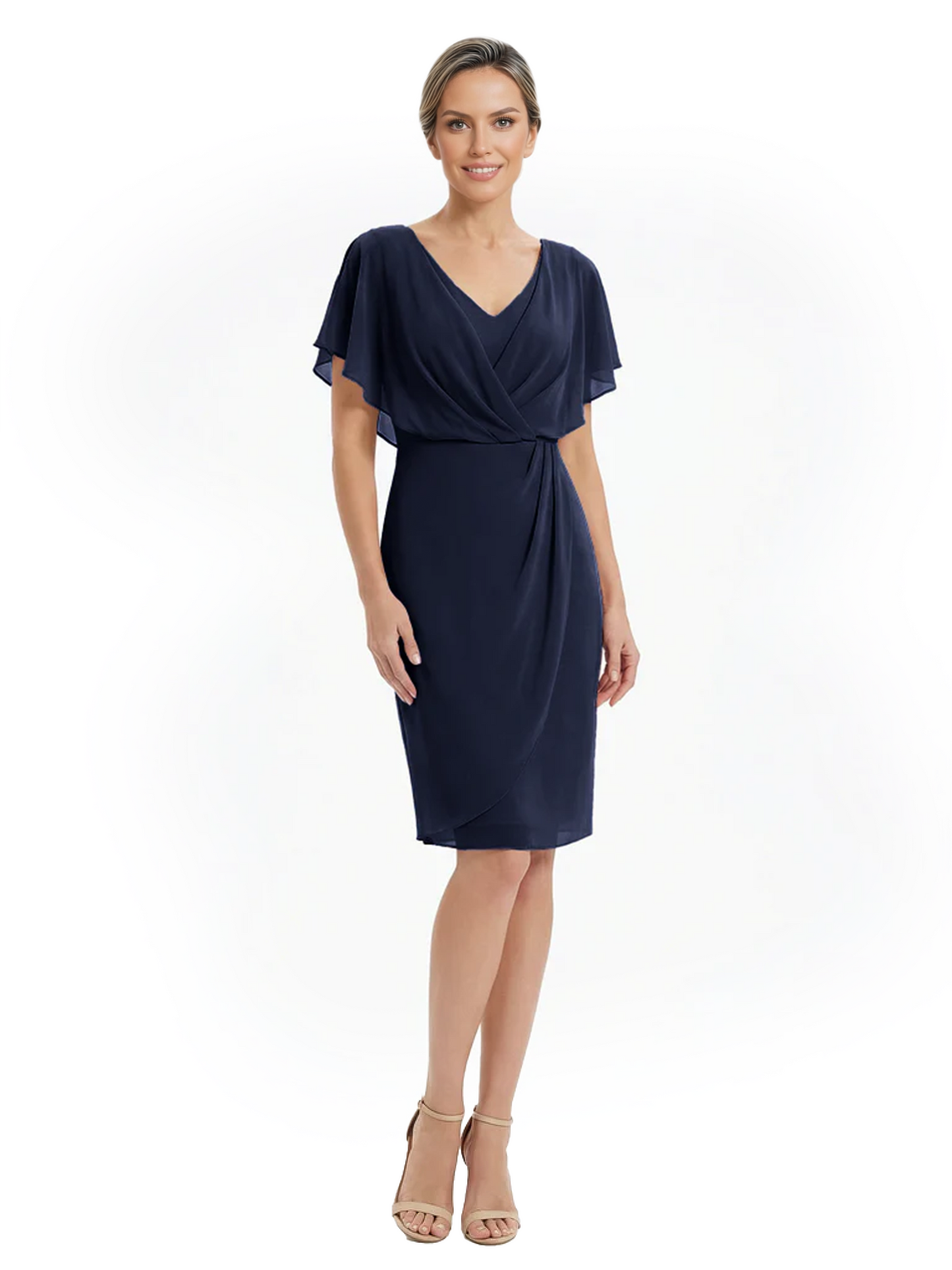 Chic Knee-Length Mother of Bride Formal Dress Slimming Chiffon Styles for Wedding Guest