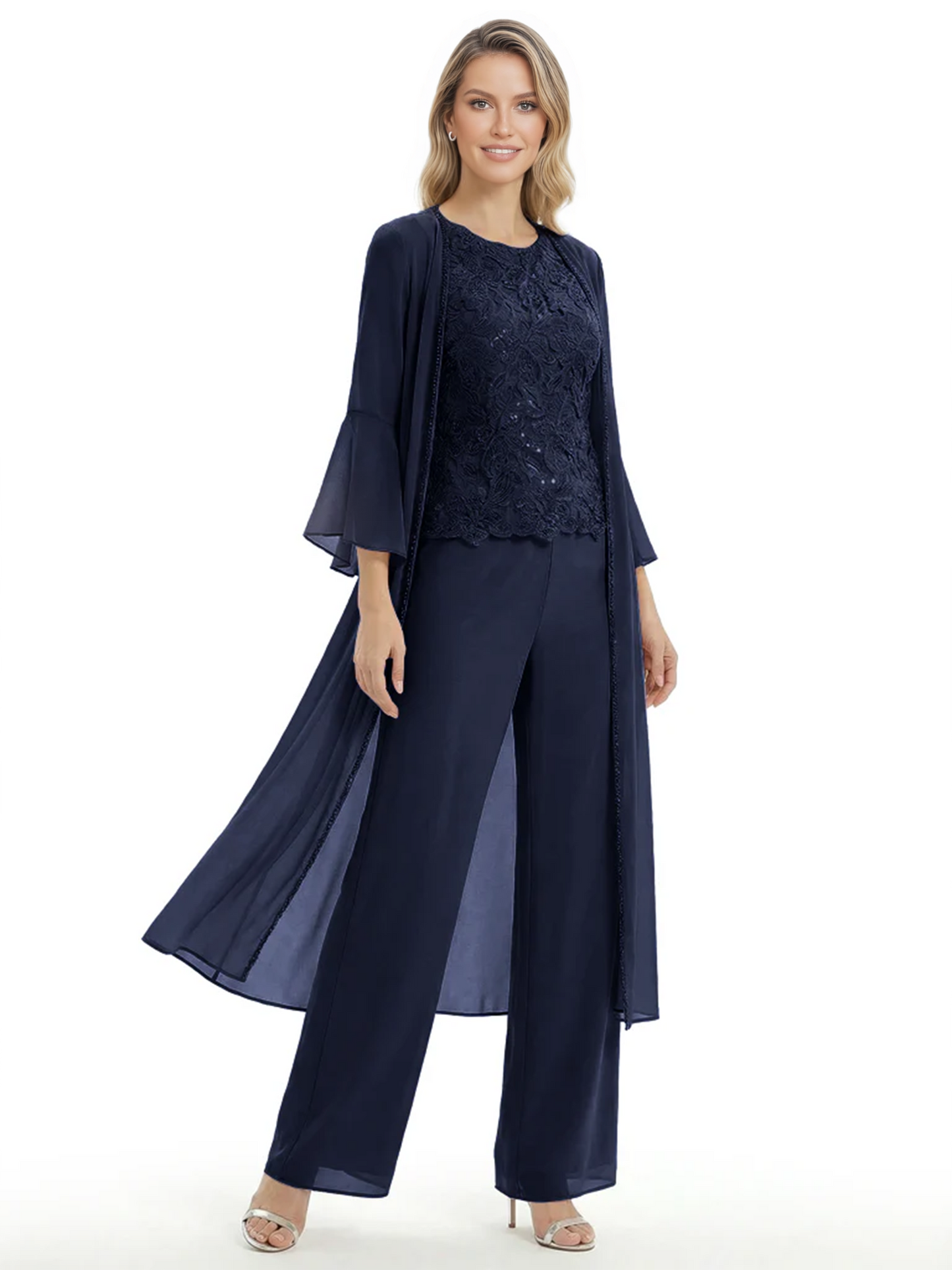 Elegant Pink 3-Piece Pant Set Trending 2026 Styles with Lace Wide-Leg Pants