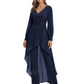 Luxury Black Formal Trousers Set High-Low Chiffon Top with Sparkling Beaded Detail