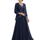 Plus Size A-line Chiffon 3/4 Sleeves Mother of the Brides Dresses Long Jacket Dress