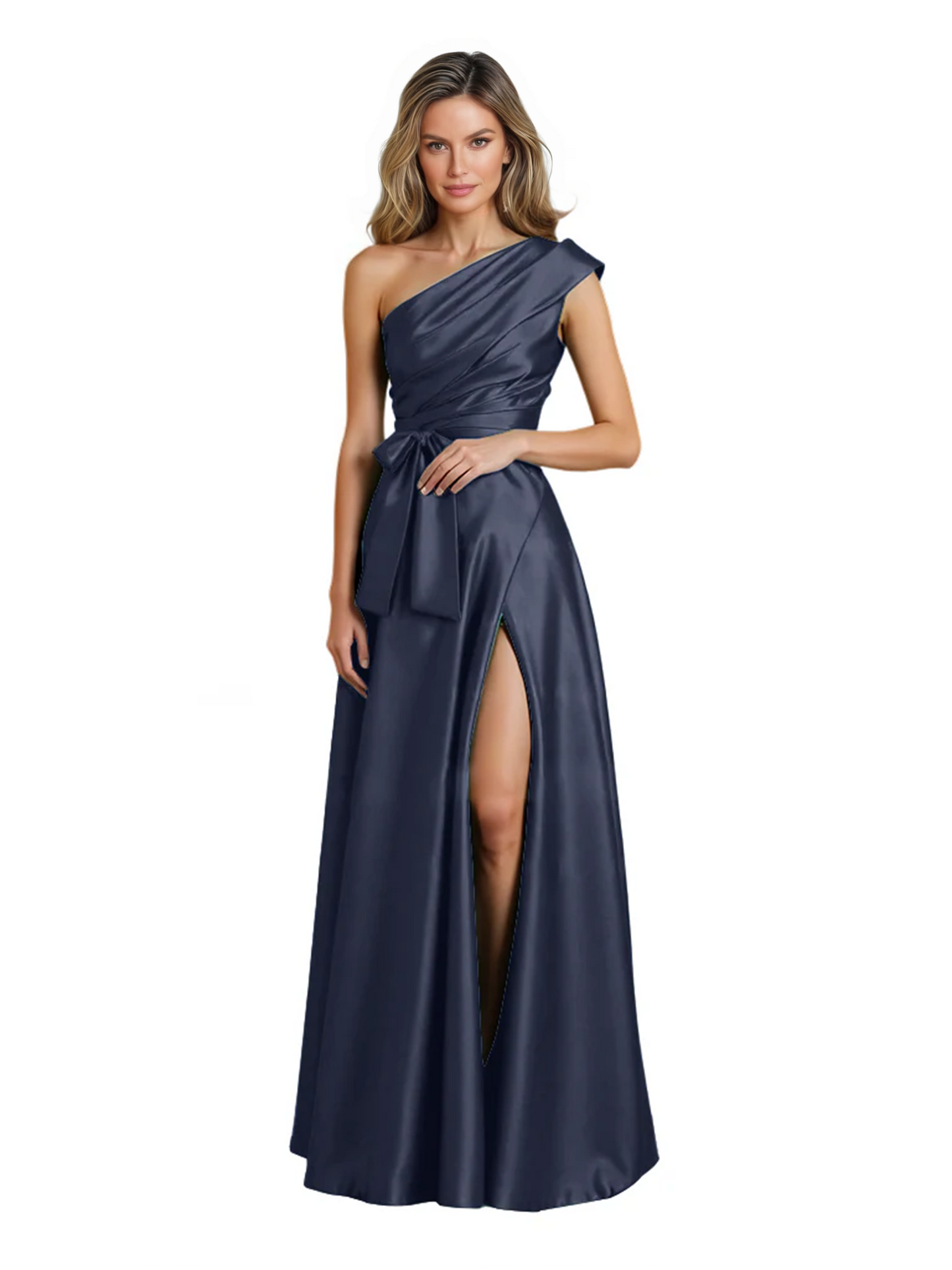 Wedding Mother of the Bride Dress One Shoulder and High Slit Formal Dresses