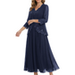 3/4 Sleeve Chiffon Mother of the Brides Dresses V-Neck Wedding Party Gowns