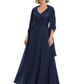 Luxury Formal Mother of Bride Dress Sparkling Sequin Top & Flowy Chiffon Skirt with Shawl