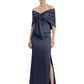 Formal Floor-Length Mother of the Bride Gown Satin Maxi Dress with Bow Neckline