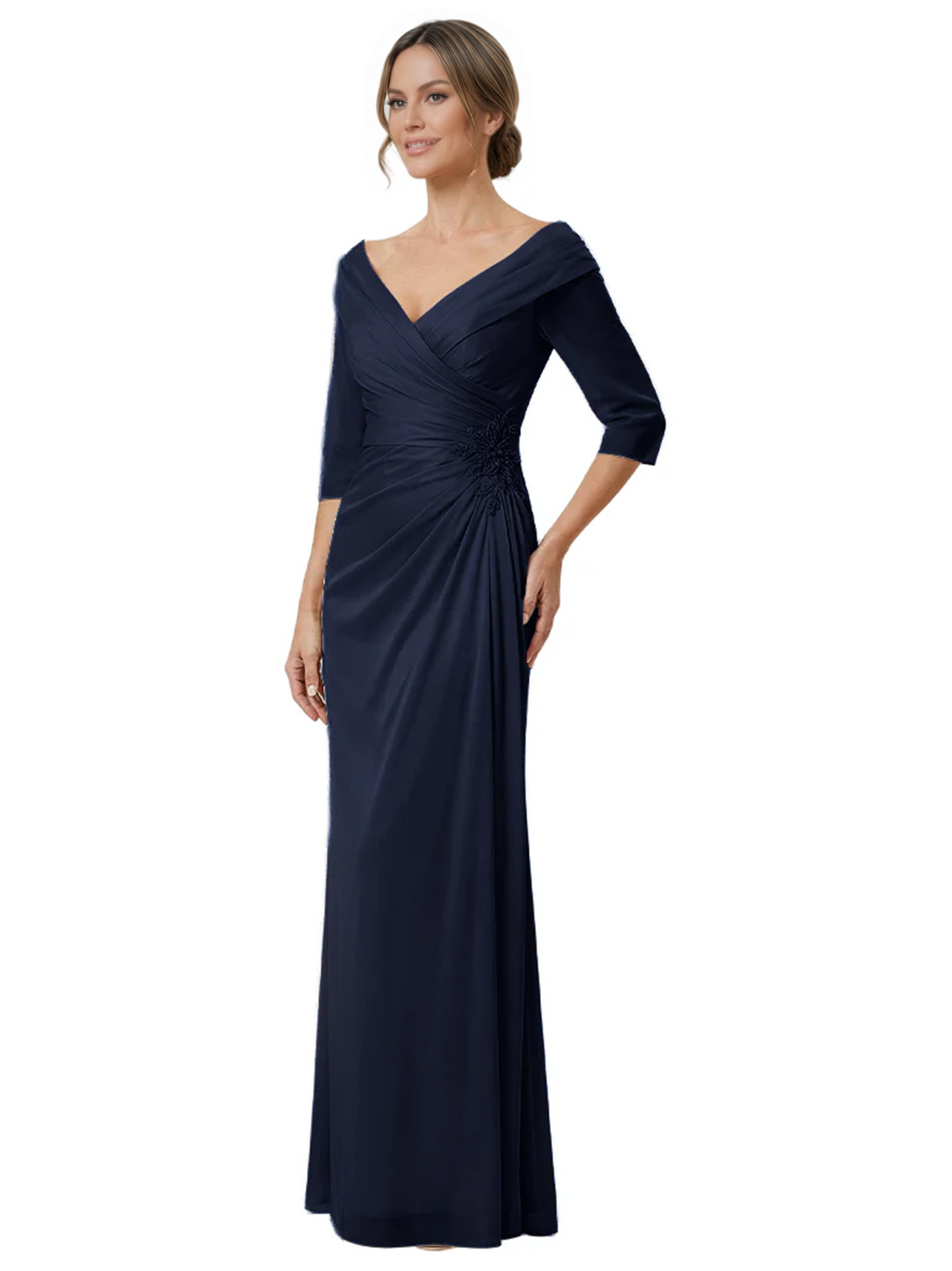 Elegant 3/4 Sleeve Mother of the Brides Dresses Mom Outfits Wedding Satin