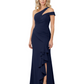Modern Mother of Bride Dresses 2026 Asymmetric Neckline Ruffle Slit Gown