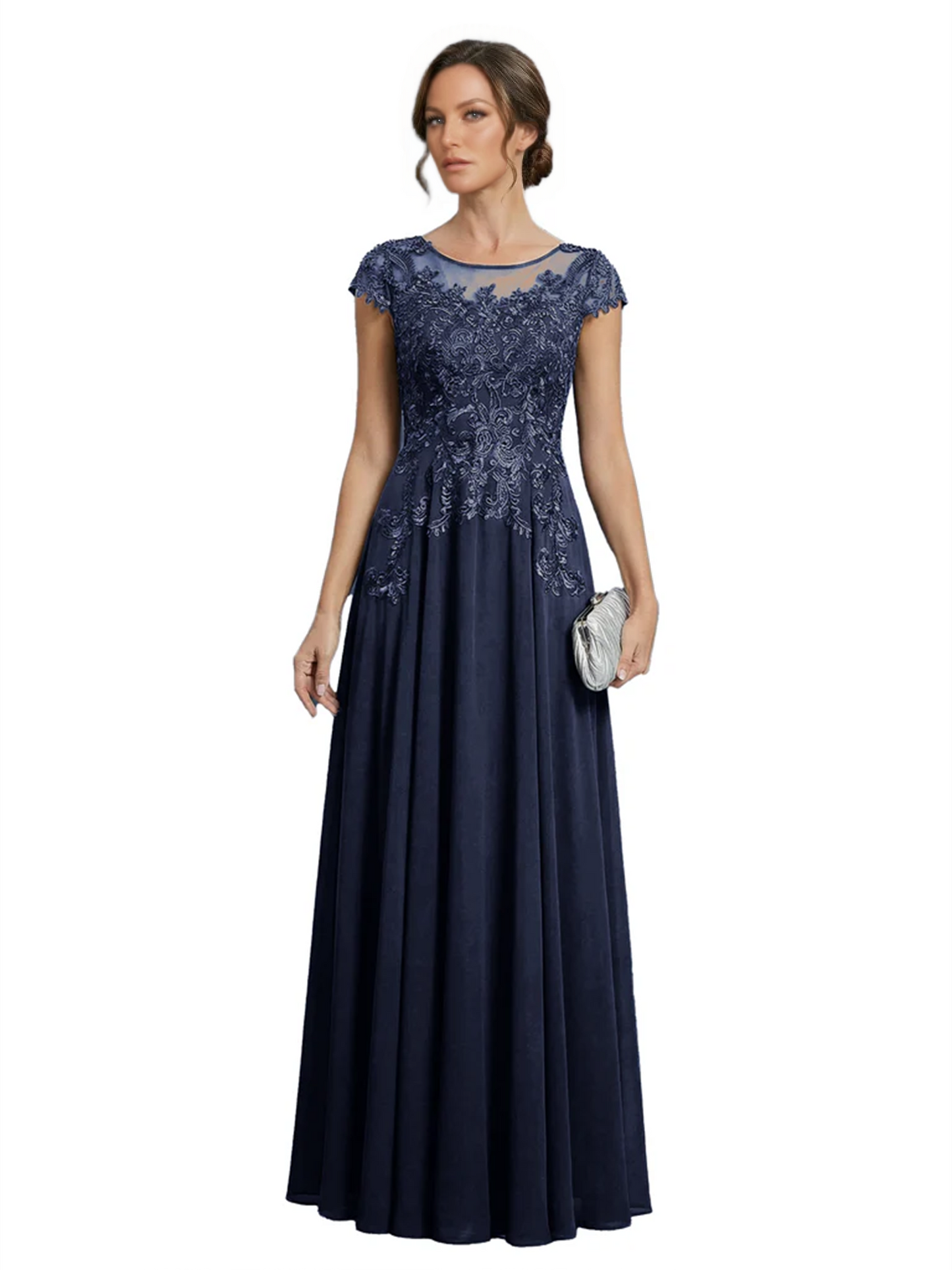 Chic Long A-Line Chiffon Mother of the Brides Dresses Sequin Mom Outfits For Wedding