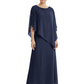 Elegant Mother of Bride Dresses Evening Gowns Trending 2026 Styles with Asymmetric Cape
