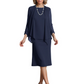 3 PCS Knee-Length Mother of Bride Dresses Prom Dress Evening Dress with Sheer Sleeves and Jacket
