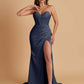 Elegant Soft Satin Mermaid V-neck Side Slit Floor-Length Bridesmaid Dresses Online