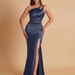 Sexy Soft Satin Mermaid One Shoulder Floor-Length Mermaid Bridesmaid Dresses
