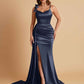 Elegant Soft Satin Mermaid Bowknot Floor-Length Mermaid Bridesmaid Dresses