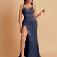 Simple Soft Satin Mermaid V-neck Floor-Length Mermaid Bridesmaid Dresses