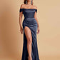 Sexy Off the Shoulder Soft Satin Side Slit Floor-Length Mermaid Bridesmaid Dresses