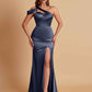 Elegant Soft Satin Sweetheart One Shoulder Side-Slit Mermaid Bridesmaid Dresses