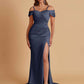 Sexy Soft Satin Mermaid Cold Shoulder Side Slit Floor-Length Bridesmaid Dresses Online