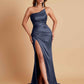 Gorgeous Strapless Soft Satin Side Slit Floor-Length Mermaid Bridesmaid Dresses