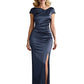 Mermaid Slit Mother of The Bride Groom Dresses Off Shoulder Wedding Formal Outfits