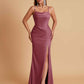 Gorgeous Spaghetti Straps Soft Satin Side Slit Floor-Length Mermaid Bridesmaid Dresses
