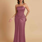 Sexy Soft Satin Mermaid Strapless Floor-Length Mermaid Bridesmaid Dresses