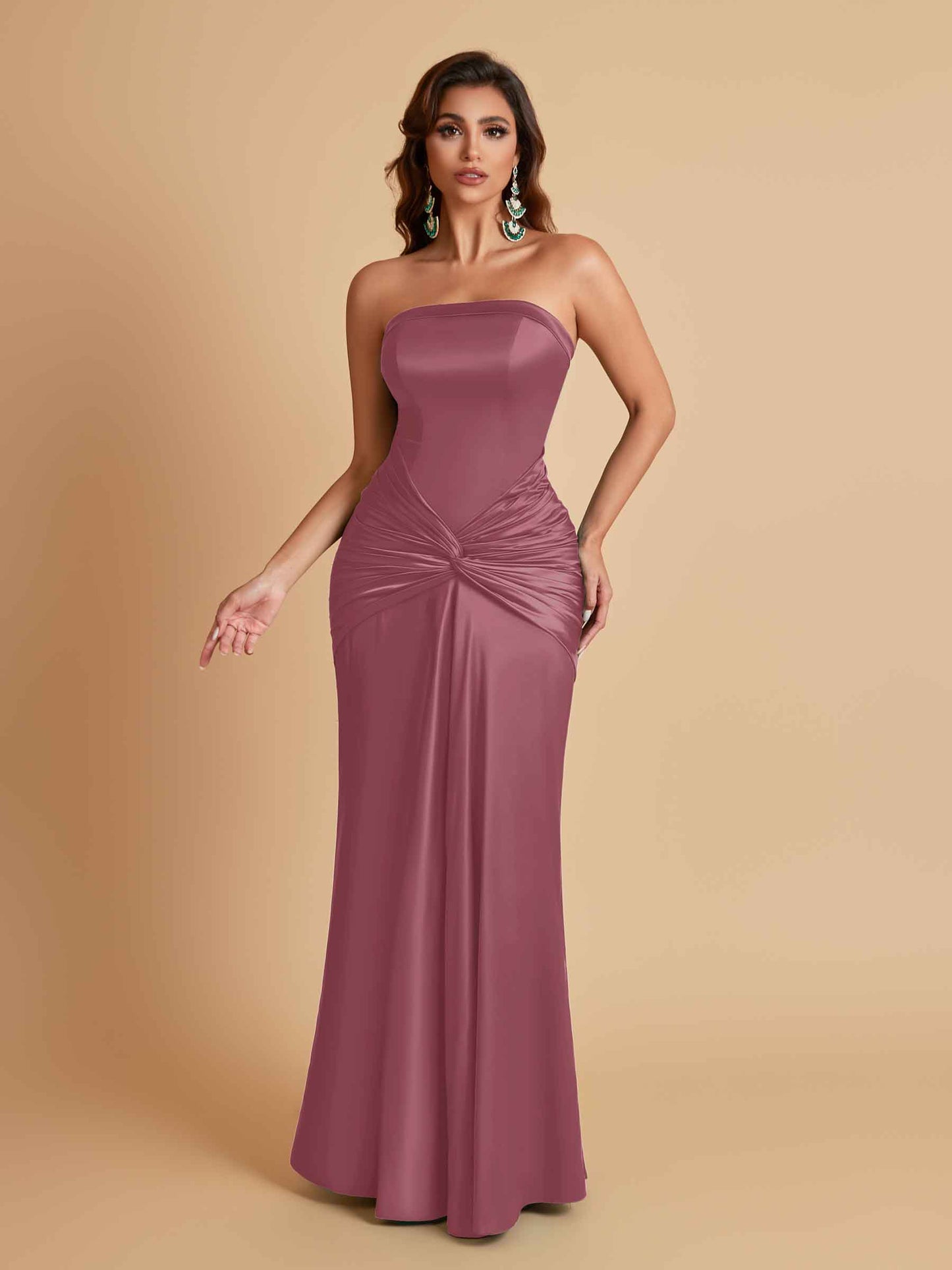 Sexy Soft Satin Mermaid Strapless Floor-Length Mermaid Bridesmaid Dresses