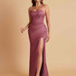 Sexy Strapless Soft Satin Side Slit Floor-Length Mermaid Bridesmaid Dresses