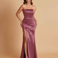 Elegant Soft Satin Strapless Split Side Mermaid Bridesmaid Dresses