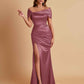 Elegant Soft Satin Off-the-shoulder Side-Slit Mermaid Bridesmaid Dresses