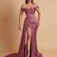 Sexy Soft Satin Sweetheart Off-the-shoulder Strapless Side-Slit Mermaid Bridesmaid Dresses
