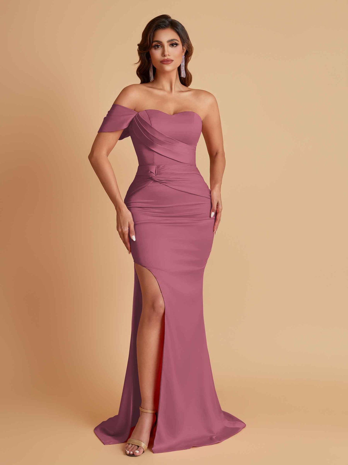 Sexy Soft Satin Mermaid One Shoulder Floor-Length Mermaid Bridesmaid Dresses