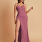Simple Soft Satin Mermaid V-neck Floor-Length Mermaid Bridesmaid Dresses