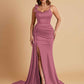 Elegant Soft Satin Mermaid Bowknot Floor-Length Mermaid Bridesmaid Dresses