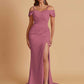 Sexy Soft Satin Mermaid Cold Shoulder Side Slit Floor-Length Bridesmaid Dresses Online