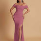 Sexy Soft Satin Mermaid Off Shoulder Floor-Length Mermaid Bridesmaid Dresses