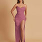 Sexy Soft Satin Mermaid V-neck Side Slit Floor-Length Bridesmaid Dresses Online