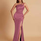 Sexy Soft Satin Mermaid One Shoulder Floor-Length Mermaid Bridesmaid Dresses