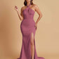 Elegant Soft Satin Mermaid Halter Side Slit Floor-Length Bridesmaid Dresses Online