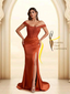Sexy Soft Satin V-neck Off-the-shoulder Strapless Side-Slit Mermaid Bridesmaid Dresses