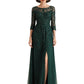 Sexy Slit Mermaid Dresses Mother of The Groom Dresses Long Formal 3/4 Sleeves