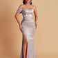 Sexy Soft Satin Mermaid One Shoulder Floor-Length Mermaid Bridesmaid Dresses