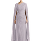 Elegant Asymmetric Neck Long A-Line Chiffon Mother of the Brides Dresses Mom Outfit with Cape