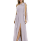 One-Shoulder Mother of the Bride Dress Chiffon Gown with Long Sash Detail