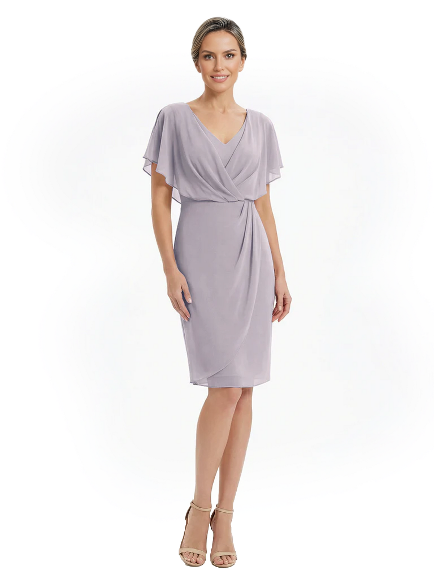 Chic Knee-Length Mother of Bride Formal Dress Slimming Chiffon Styles for Wedding Guest