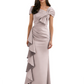 Elegant Mother of Bride Dress Formal Gowns Mermaid Ruffle Floor Length Asymmetric Neckline